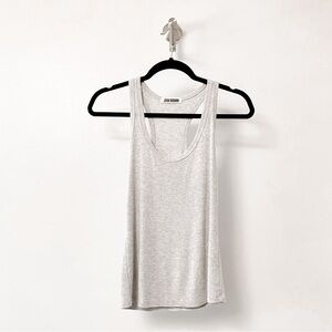 Joah Brown Ribbed Racerback Summer Casual Chic Tank Top Gray Medium Large